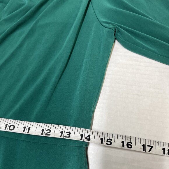 London Times Dress Womens 10 Green Jersey Knit Ruched Side Midi Holiday Event - Picture 10 of 10